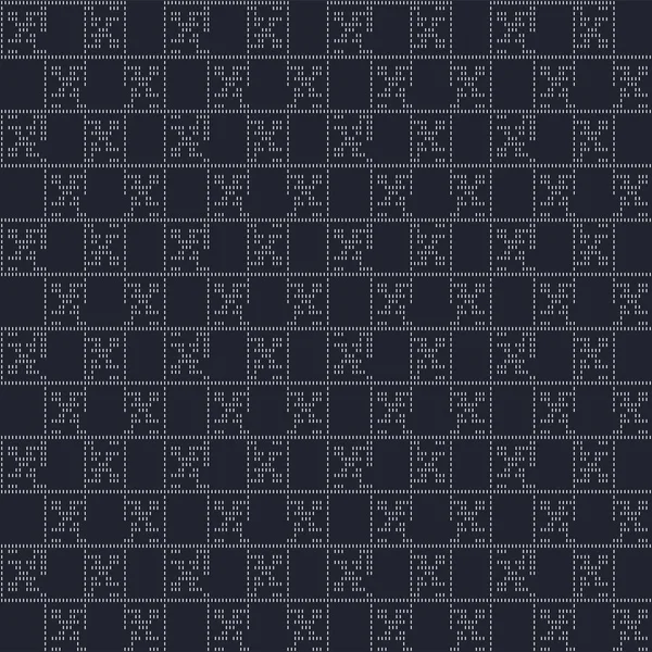 Japanese Embroidery Checkered Vector Seamless Pattern — 스톡 벡터