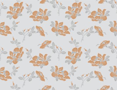 Japanese Classic Flower Bouquet Vector Seamless Pattern