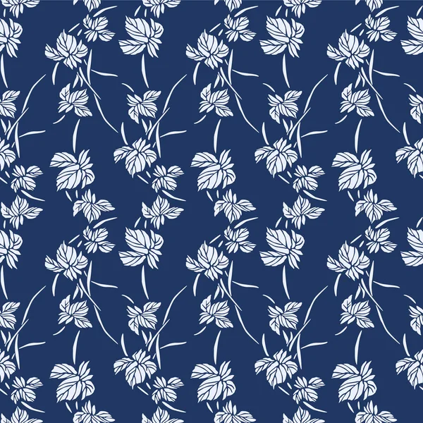 Japanese Wild Leaf Swirl Vector Seamless Pattern