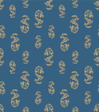 Japon Ejderha Motif Vektörü Kusursuz Desen