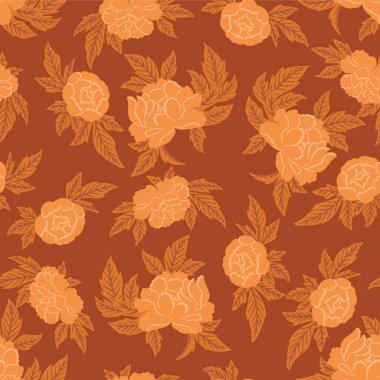 Japon Klasik Çiçek Yaprak Vektörü Kusursuz Desen