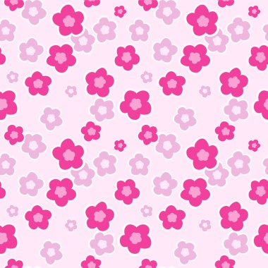 Japon Şirin Pembe Kiraz Çiçeği Sonbahar Vektörü Kusursuz Desen