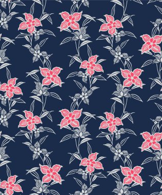 Japon Güzel Çiçek Vine Vektörü Kusursuz Desen