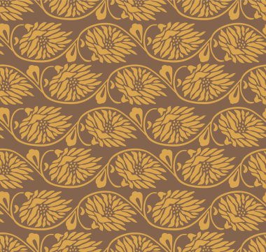 Japon Çiçeği Girdap Çizgisi Vektörü Kusursuz Desen