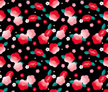 Japon Güzel Yuvarlak Çiçek Yaprak Vektörü Kusursuz Desen