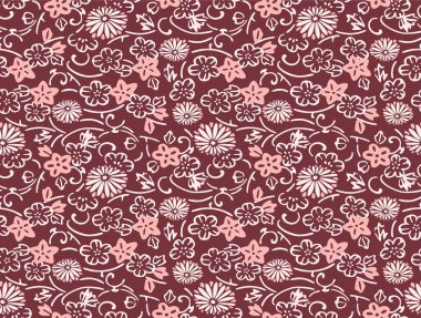 Japon Çiçeği Girdap Bahçesi Vektörü Kusursuz Desen