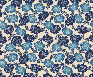 Japon Bahçe Çiçeği Vektörü Kusursuz Desen