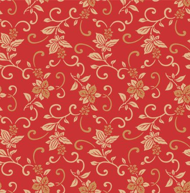 Japon Lüksü Kıvrımlı Çiçek Vektörü Kusursuz Desen