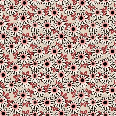 Japanese Pretty Garden Flower Vector Seamless Pattern