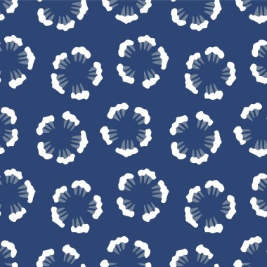 Japon Yuvarlak Çiçek Vektörü Kusursuz Desen