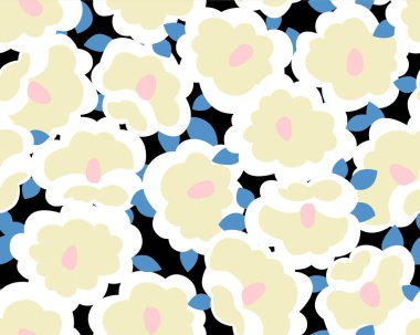 Japon Çakışan Yuvarlak Çiçek Vektörü Kusursuz Desen