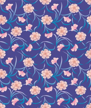 Japon Tatlı Girdabı Çiçek Dalları Vektörü Kusursuz Desen