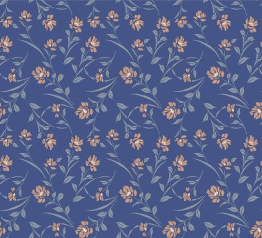 Japon Romantik Çiçek Dalları Vektörü Kusursuz Desen