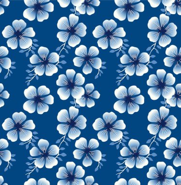 Japon Tropikal Çiçek Sonbahar Vektörü Kusursuz Desen