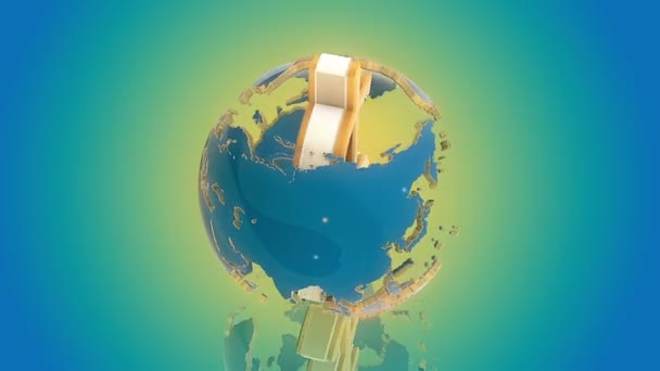 Dollar comme axe du monde. Animation en boucle .