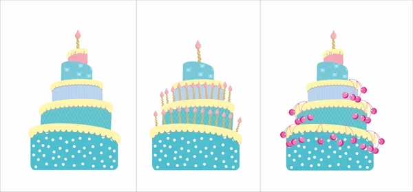 Cake met kersen en kaarsen — Stockvector
