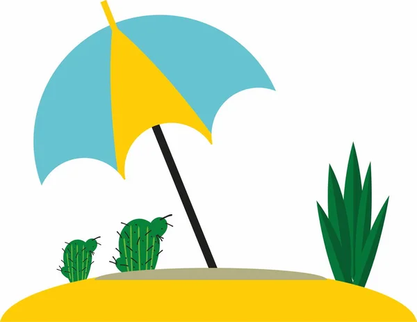 Beach Umbrella Cactus Summer Icon — Stock Vector