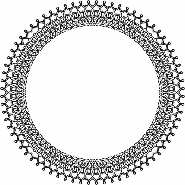 Cadre Rond Cercle Cadre Décoratif Ornemental Avec Élément Floral — Image vectorielle