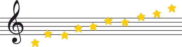 Musical Staff Stars Notes — Stock Vector