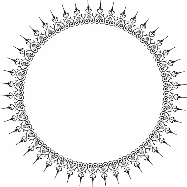 Rond Frame Cirkel Decoratieve Frame Met Open Bloemenelement — Stockvector