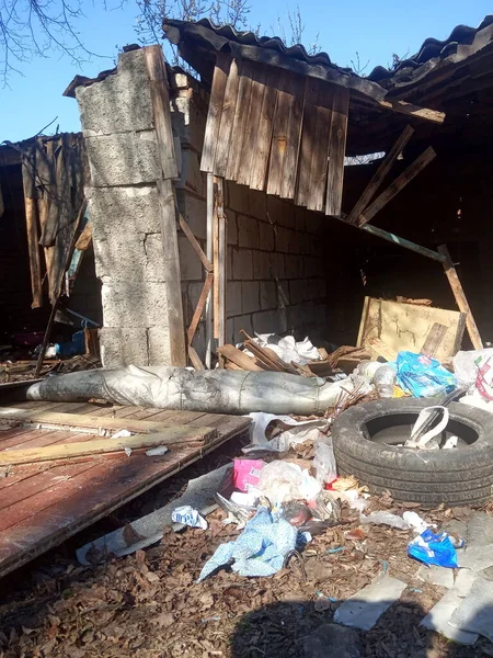 Edificio Destruido Terremoto Pila Escombros Escombros Vertedero —  Fotos de Stock