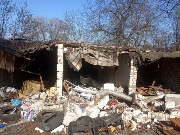 Edificio Destruido Terremoto Pila Escombros Escombros Vertedero —  Fotos de Stock