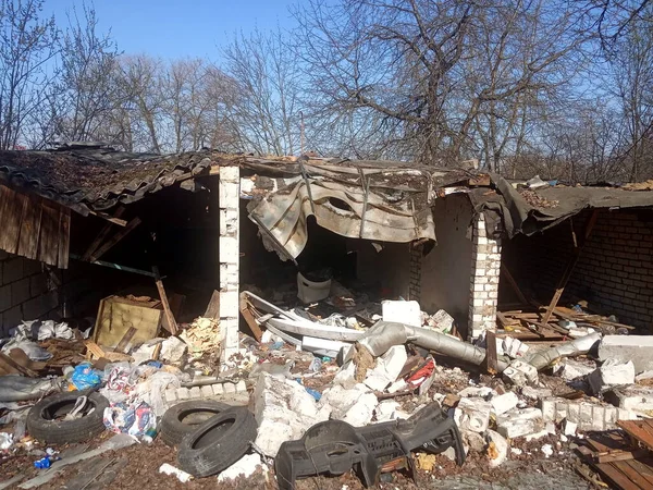 Edificio Destruido Terremoto Pila Escombros Escombros Vertedero —  Fotos de Stock