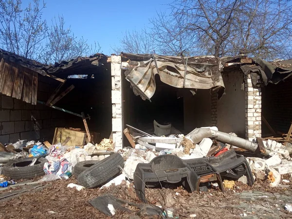 Edificio Destruido Terremoto Pila Escombros Escombros Vertedero —  Fotos de Stock