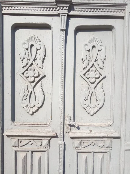 Декоративный Винтажный Деревянный Элемент Голубой Двери — стоковое фото