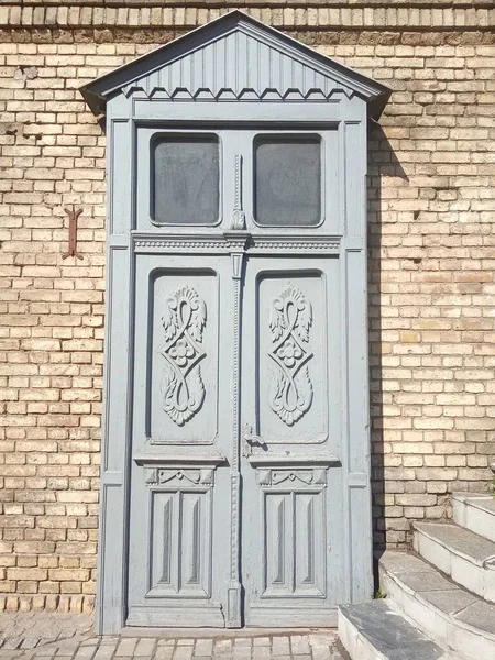 Porte Décorative Vintage Bois Bleu — Photo