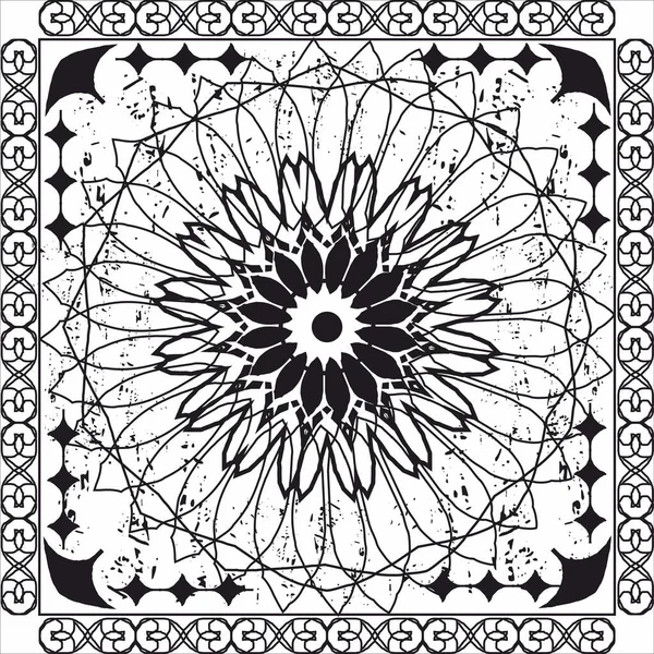 Vintage Motif Décoré Carreaux Céramique Mandala — Image vectorielle