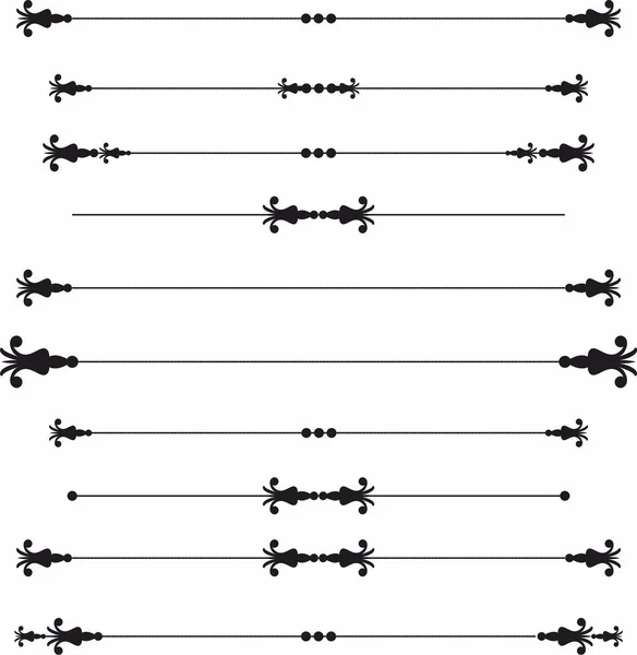 Elemento Decorativo Linea Divisore Set Interruzioni Testo — Vettoriale Stock