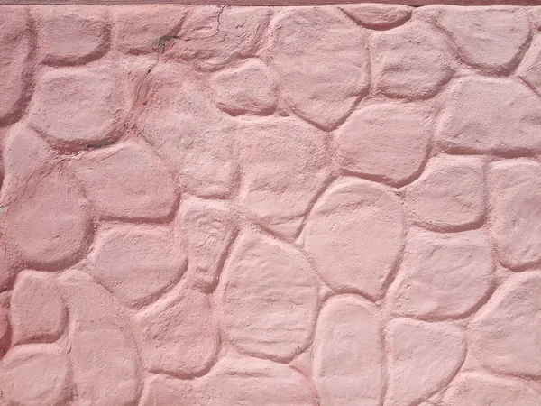 Pink Cement Wall Huge Stones Plaster Background — Stock Photo, Image