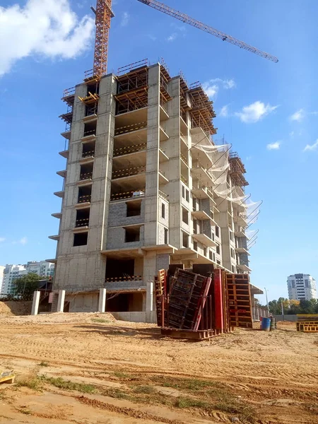 Construção Edifício Moderno Arranha Céus — Fotografia de Stock