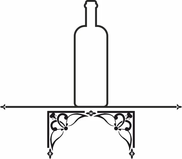 Bottiglia Vino Icona Logo Alcolici Semplice Silhouette Grafica Nera — Vettoriale Stock