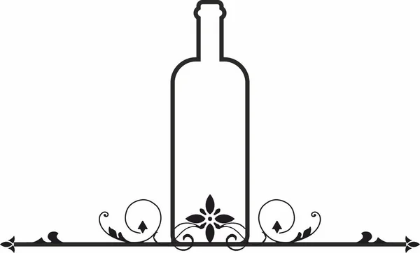 ワインボトル アルコールアイコンとロゴ シンプルなブラックグラフィックシルエット — ストックベクタ