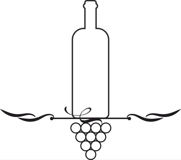 Botella Vino Icono Alcohólico Logotipo Silueta Gráfica Negra Simple — Archivo Imágenes Vectoriales
