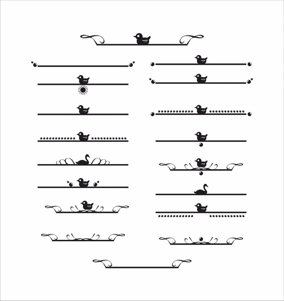 Decoratieve scheidingsteken met eend — Stockvector