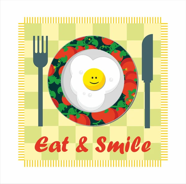 Eat & Smile - fried egg — Stok Vektör
