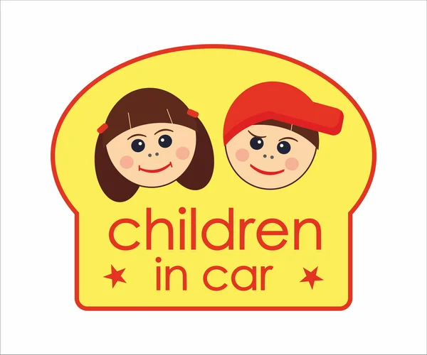 Bambini in auto a bordo — Vettoriale Stock