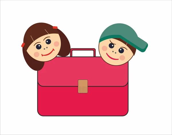 Niños y mochilas escolares — Vector de stock