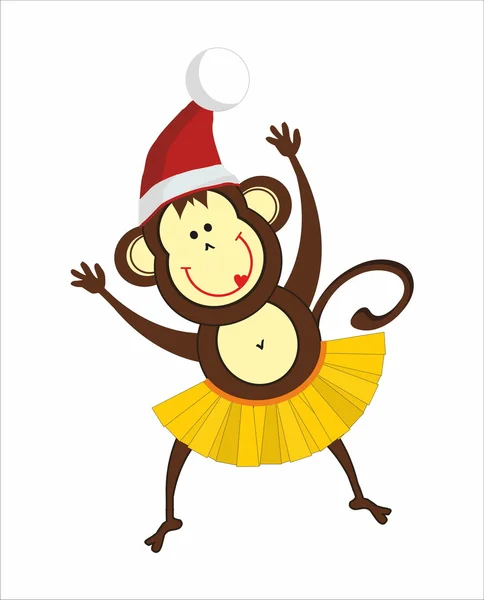 Dansande apa i en Santa hatt — Stock vektor