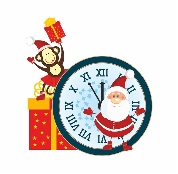 Santa claus en aap — Stockvector