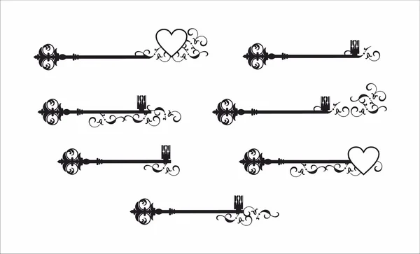 Decorative key and flower graphic pattern — Stock Vector