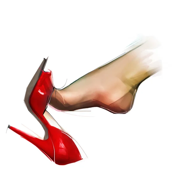 Leg wearing high heel shoe — Stock Photo, Image