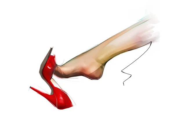 Perna usando sapato de salto alto — Fotografia de Stock