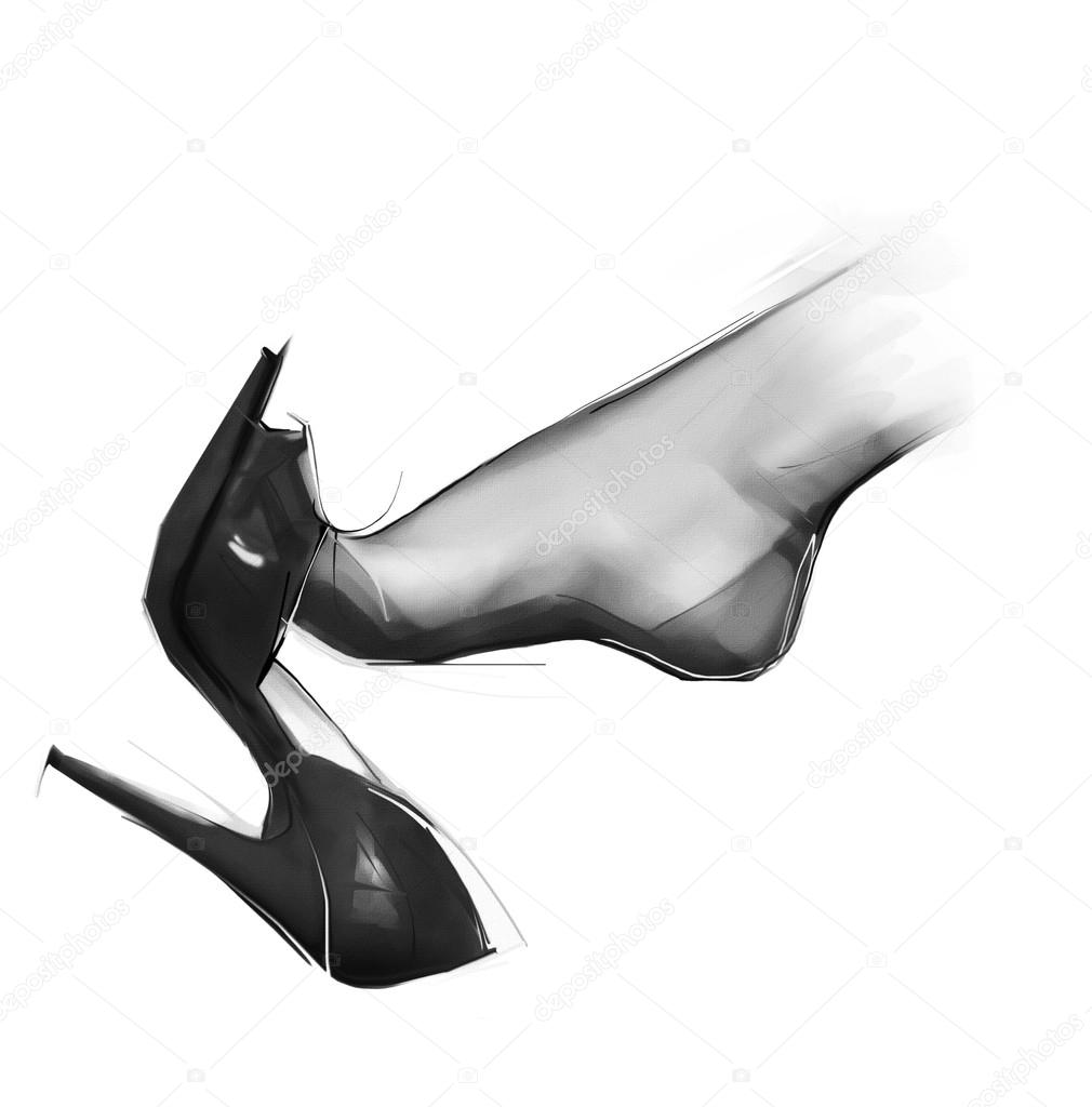 Leg wearing high heel shoe Stock Photo by ©Teniteni 100193470