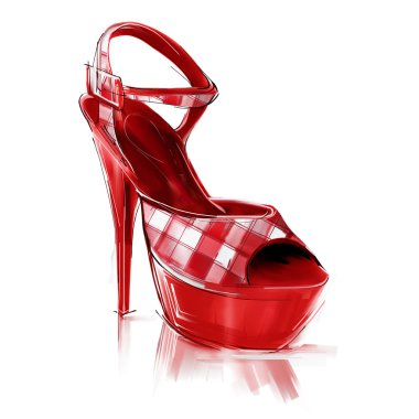 Kırmızı yüksek topuk kadın ayakkabı