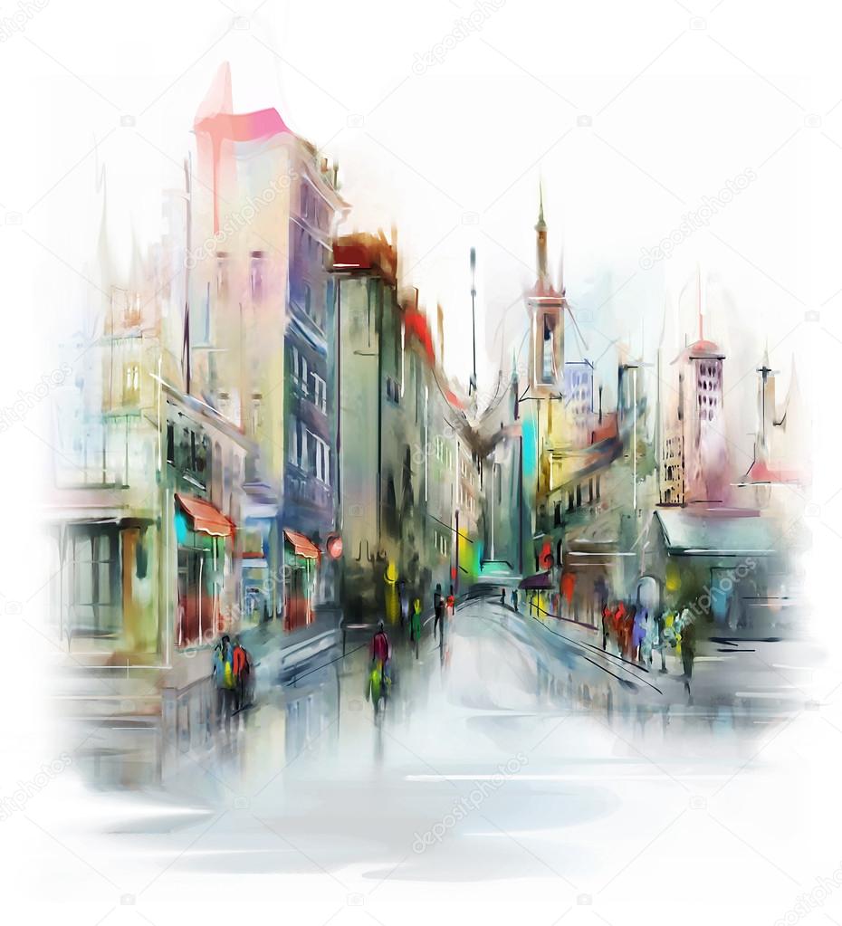 Illustration of city street