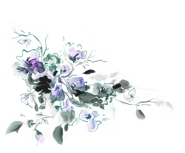 Acquerello composizione floreale — Foto Stock